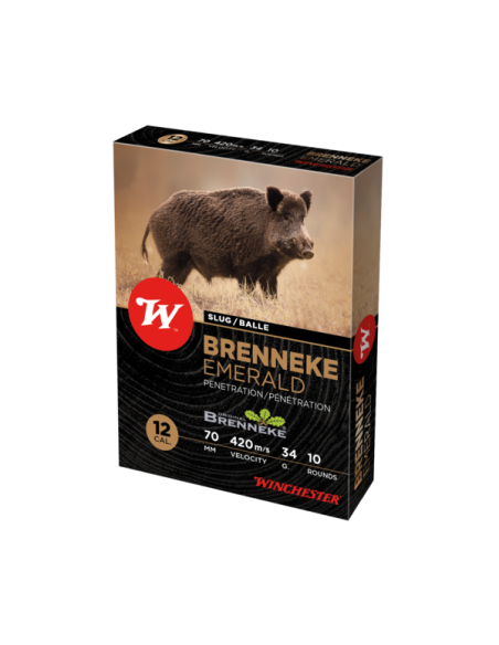 Winchester Brenneke Emerald Cal.12 | Cartucho Bala | Caça